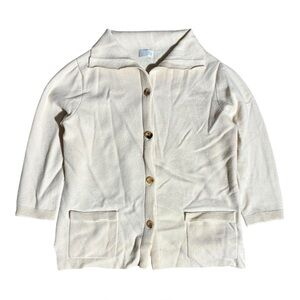 TSE 100% Cashmere Collared Cardigan Ivory